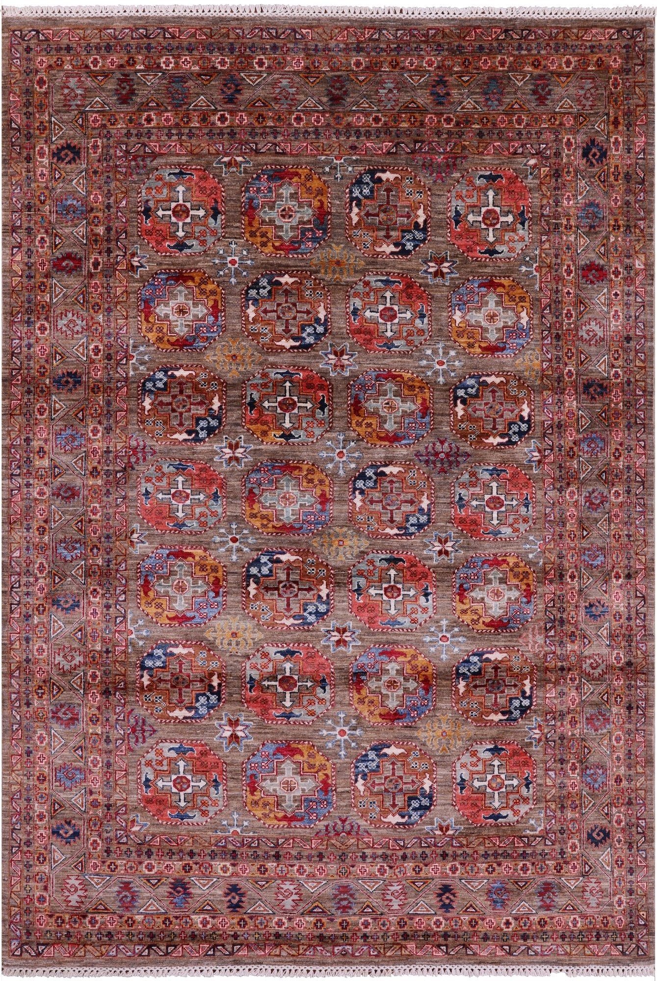 Turkmen Ersari Handmade Wool Rug - 5' 7" X 8' 1" - Golden Nile