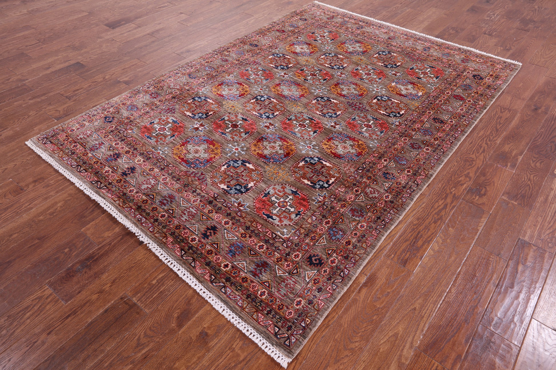 Turkmen Ersari Handmade Wool Rug - 5' 7" X 8' 1" - Golden Nile