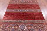 Red Khorjin Persian Gabbeh Hand Knotted Wool Rug - 5' 7" X 7' 10" - Golden Nile