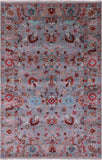 Grey Peshawar Hand Knotted Wool Rug - 5' 8" X 8' 6" - Golden Nile