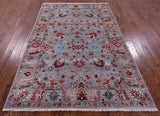 Grey Peshawar Hand Knotted Wool Rug - 5' 8" X 8' 6" - Golden Nile