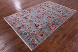 Grey Peshawar Hand Knotted Wool Rug - 5' 8" X 8' 6" - Golden Nile