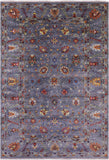 Grey Peshawar Hand Knotted Wool Rug - 6' 8" X 9' 9" - Golden Nile