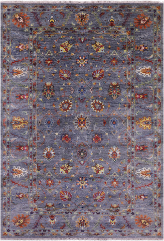 Grey Peshawar Hand Knotted Wool Rug - 6' 8