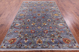 Grey Peshawar Hand Knotted Wool Rug - 6' 8" X 9' 9" - Golden Nile