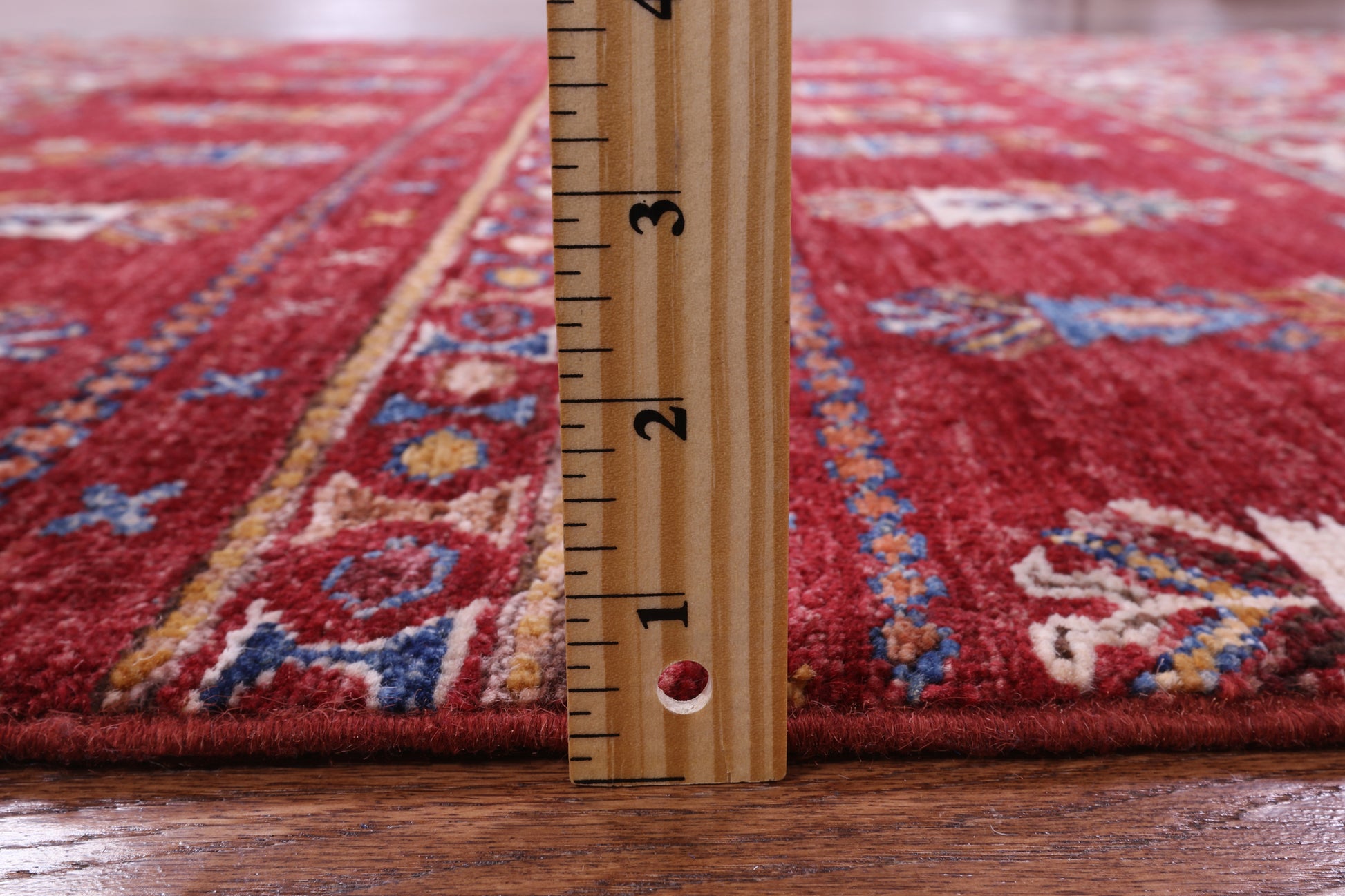 Red Khorjin Persian Gabbeh Hand Knotted Wool Rug - 5' 1" X 6' 6" - Golden Nile