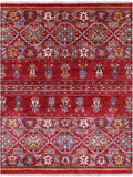 Red Khorjin Persian Gabbeh Hand Knotted Wool Rug - 5' 1" X 6' 6" - Golden Nile
