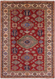Red Super Kazak Hand Knotted Wool Rug - 6' 10" X 9' 9" - Golden Nile