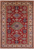 Red Super Kazak Hand Knotted Wool Rug - 6' 10" X 9' 9" - Golden Nile