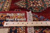 Red Super Kazak Hand Knotted Wool Rug - 6' 10" X 9' 9" - Golden Nile