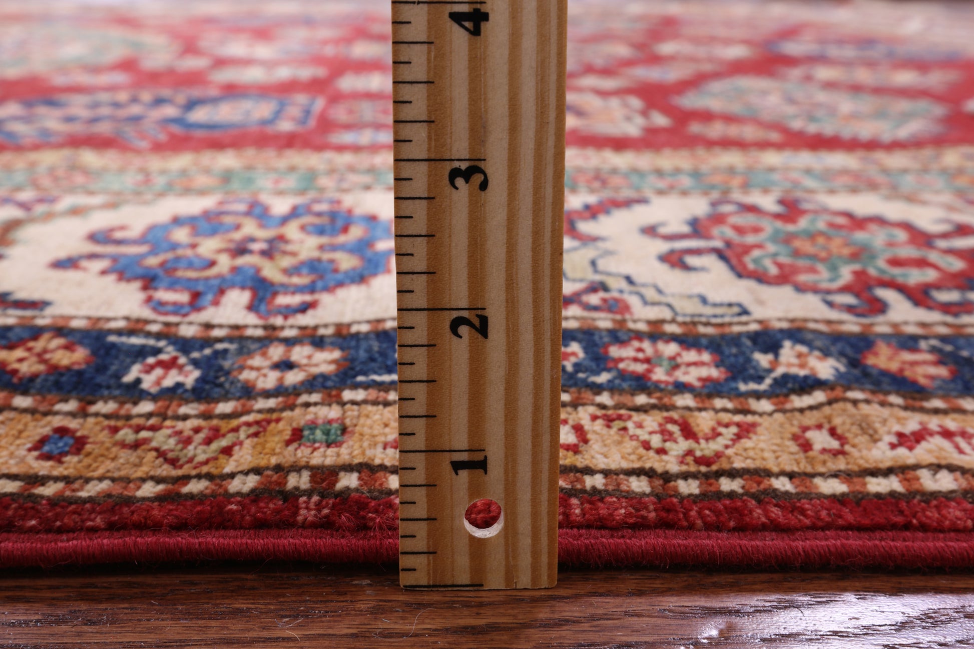 Red Super Kazak Hand Knotted Wool Rug - 6' 10" X 9' 9" - Golden Nile