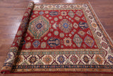 Red Super Kazak Hand Knotted Wool Rug - 6' 10" X 9' 9" - Golden Nile