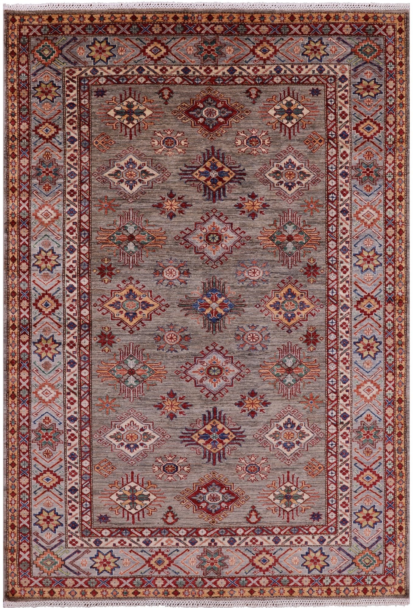 Super Kazak Handmade Wool Rug - 6' 0" X 8' 6" - Golden Nile