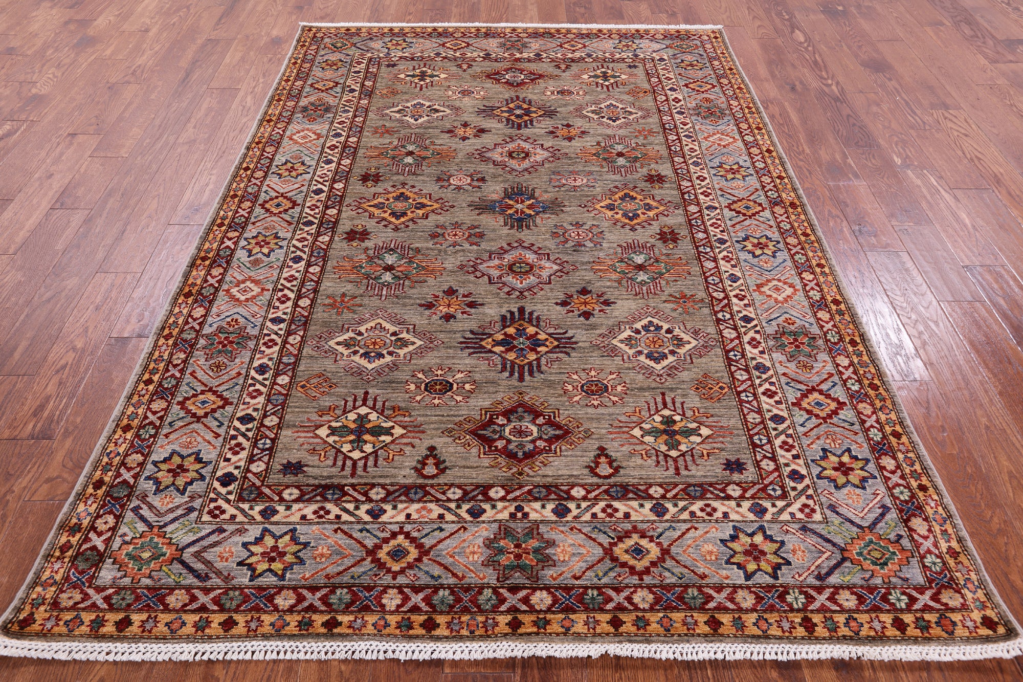 Super Kazak Handmade Wool Rug - 6' 0" X 8' 6" - Golden Nile