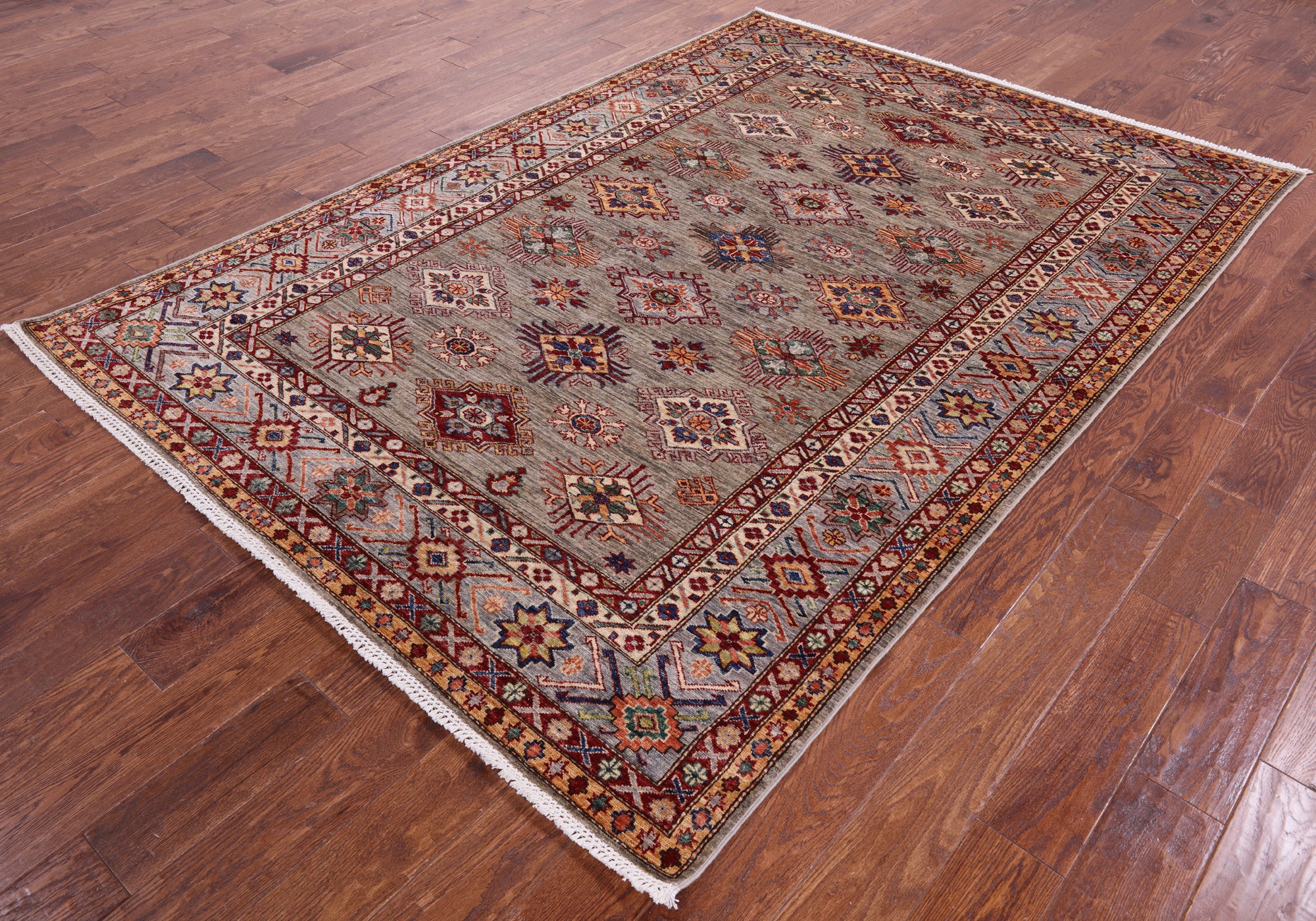 Super Kazak Handmade Wool Rug - 6' 0" X 8' 6" - Golden Nile
