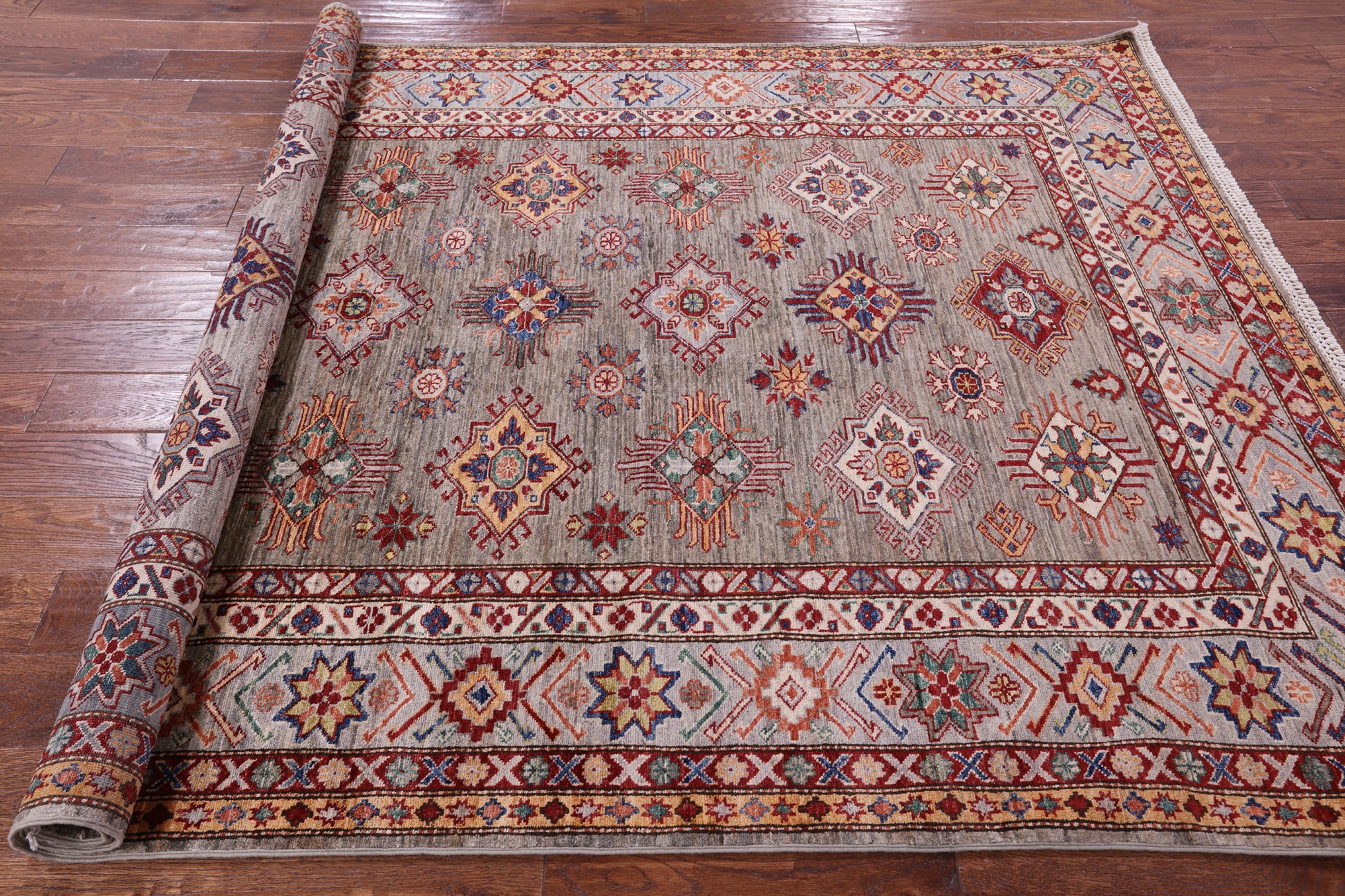 Super Kazak Handmade Wool Rug - 6' 0" X 8' 6" - Golden Nile