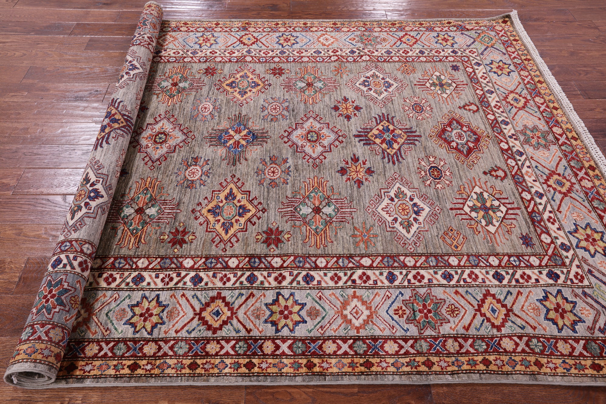Super Kazak Handmade Wool Rug - 6' 0" X 8' 6" - Golden Nile