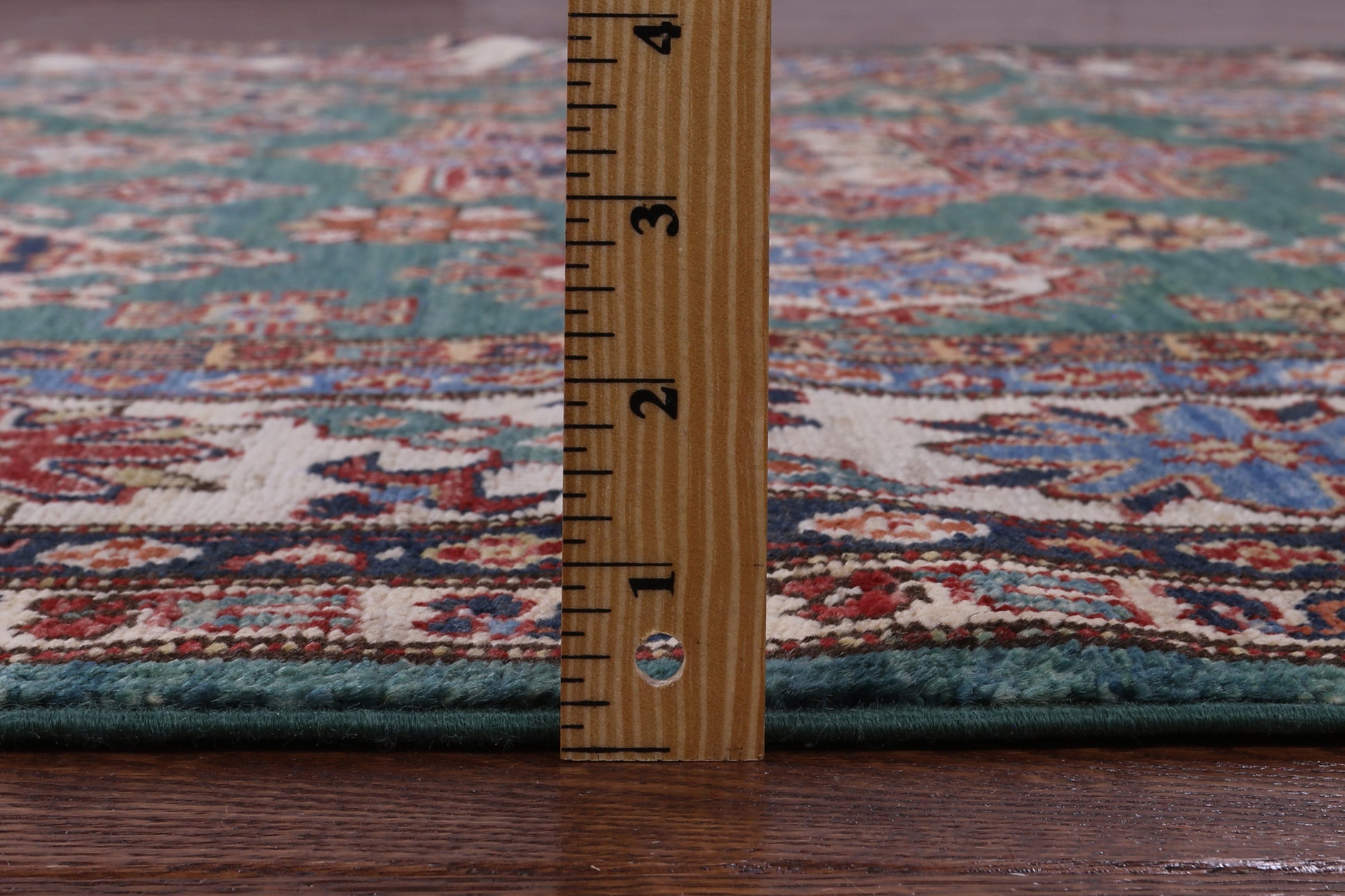 Green Super Kazak Hand Knotted Wool Rug - 5' 10" X 8' 9" - Golden Nile