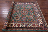 Green Super Kazak Hand Knotted Wool Rug - 5' 10" X 8' 9" - Golden Nile