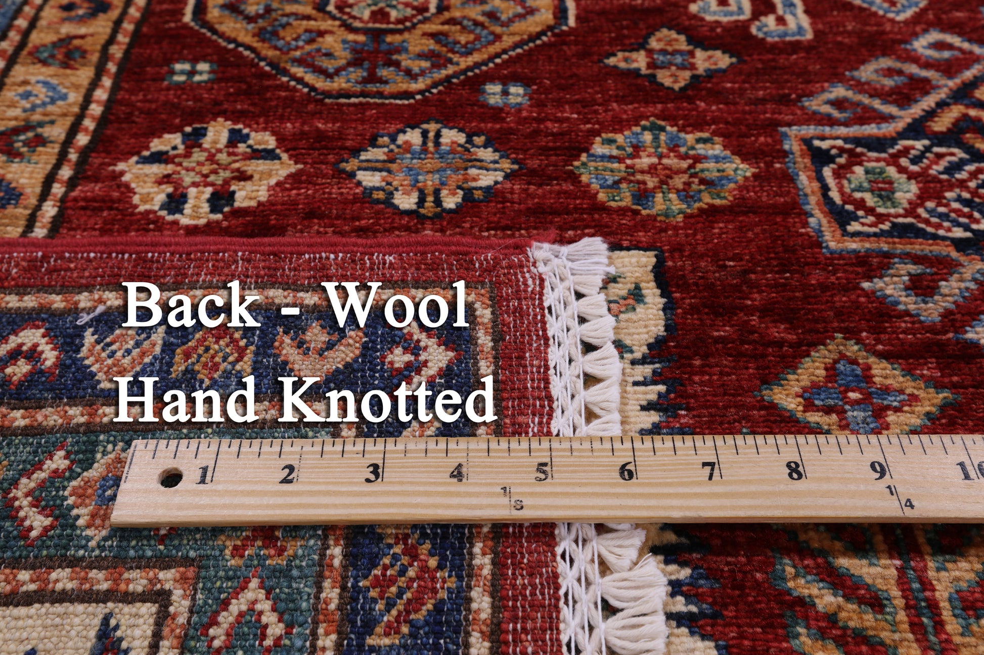 Red Super Kazak Handmade Wool Rug - 5' 0" X 6' 11" - Golden Nile
