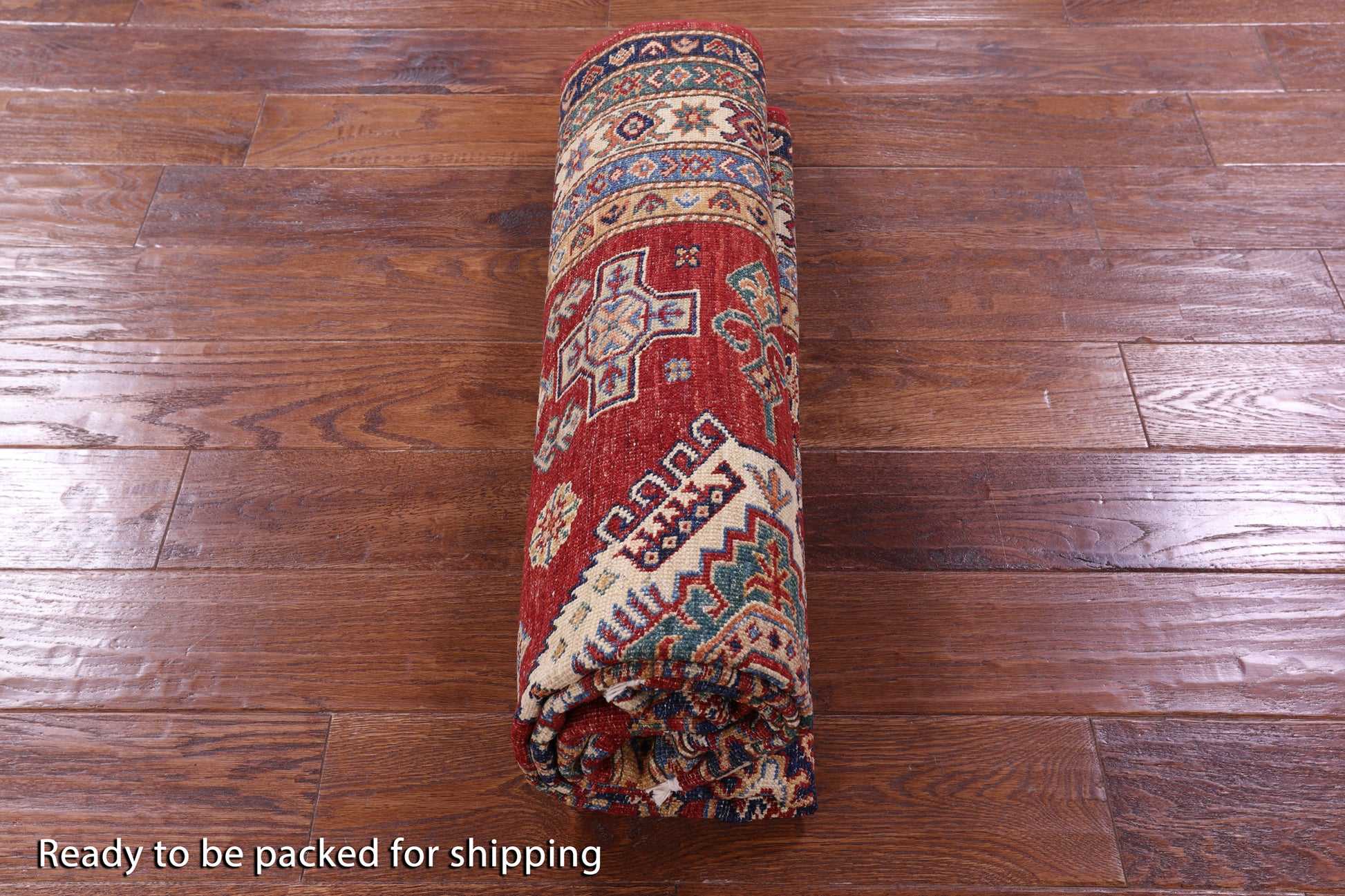 Red Super Kazak Handmade Wool Rug - 5' 0" X 6' 11" - Golden Nile