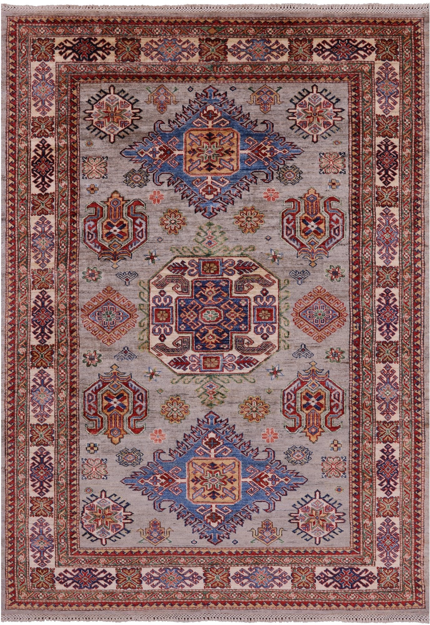 Super Kazak Hand Knotted Wool Rug - 5' 5" X 7' 8" - Golden Nile