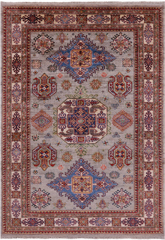 Super Kazak Hand Knotted Wool Rug - 5' 5