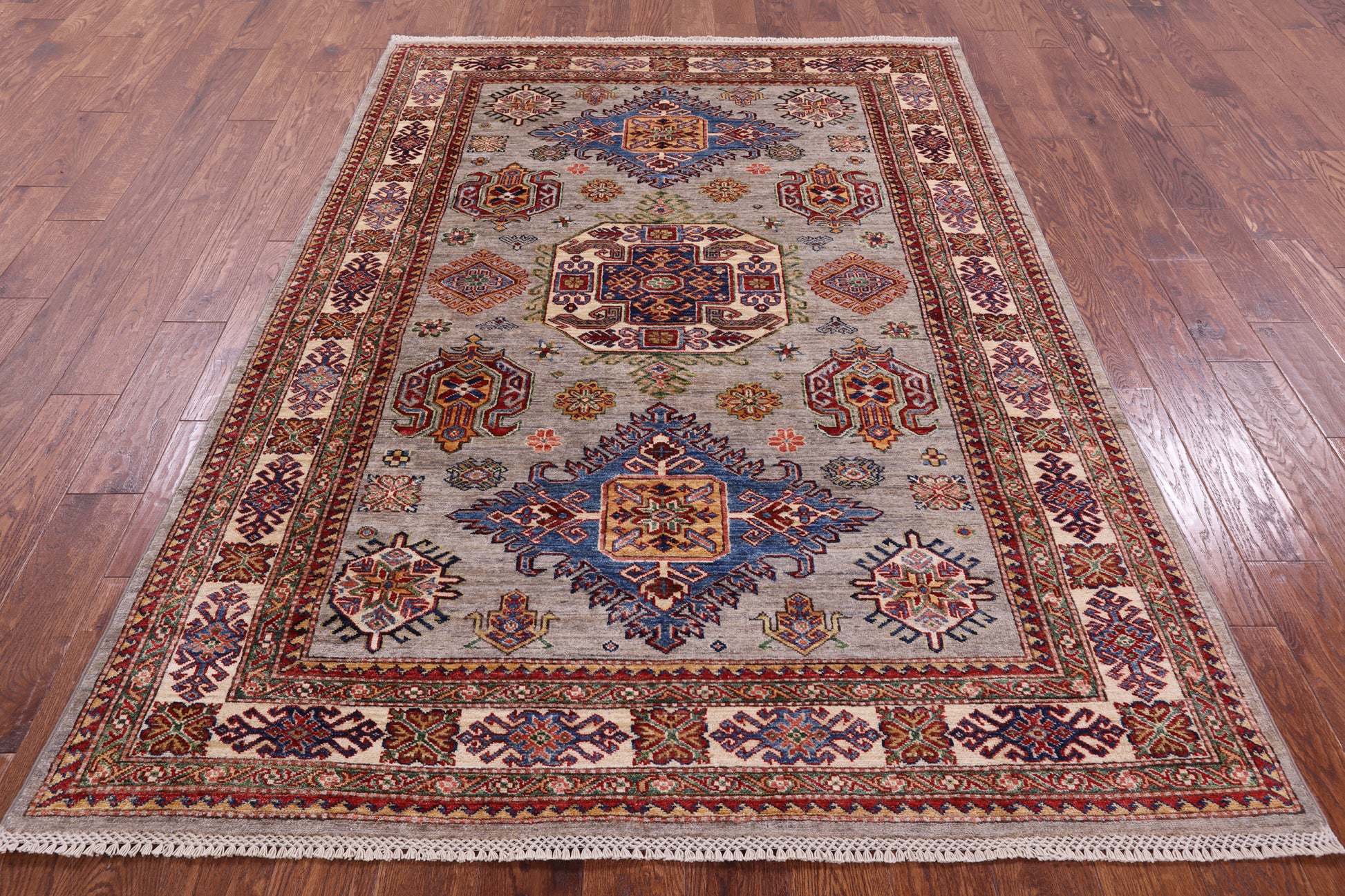 Super Kazak Hand Knotted Wool Rug - 5' 5" X 7' 8" - Golden Nile