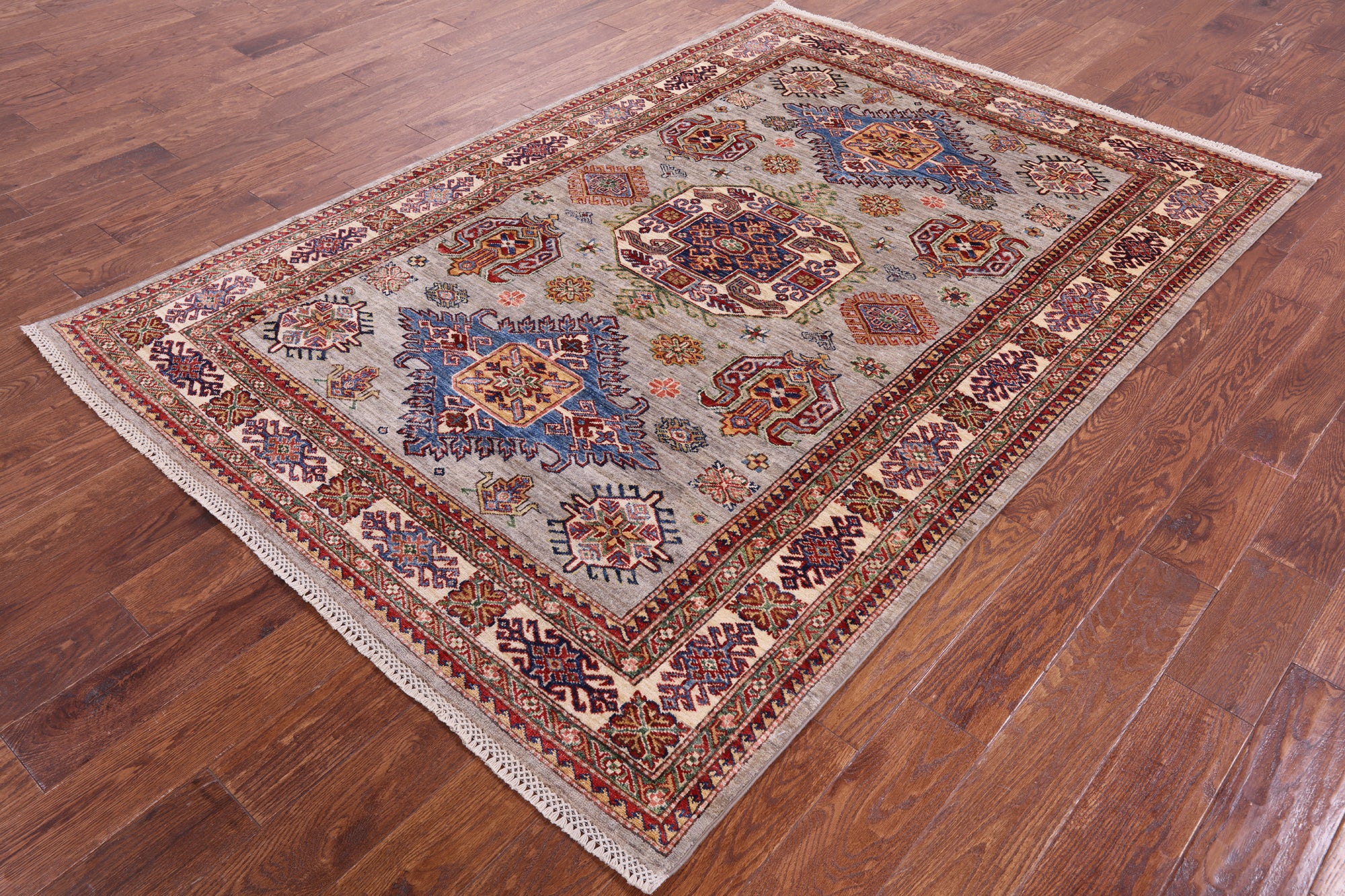Super Kazak Hand Knotted Wool Rug - 5' 5" X 7' 8" - Golden Nile