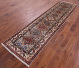 Super Kazak Hand Knotted Wool Runner Rug - 2' 7" X 9' 8" - Golden Nile
