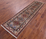 Super Kazak Hand Knotted Wool Runner Rug - 2' 7" X 9' 8" - Golden Nile