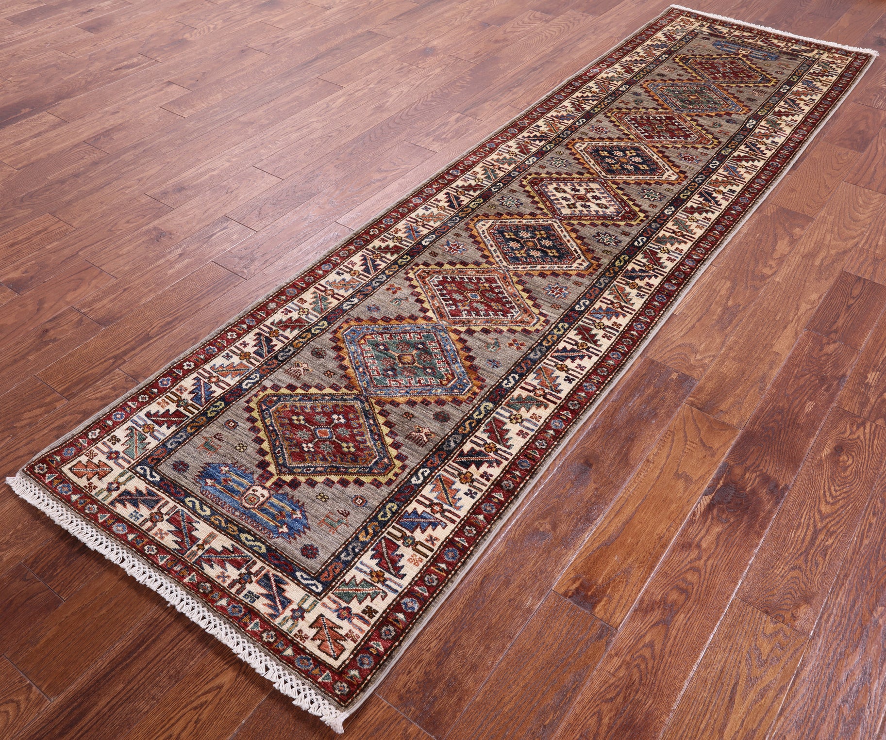 Super Kazak Handmade Wool Runner Rug - 2' 8" X 9' 7" - Golden Nile