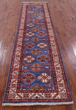 Blue Super Kazak Hand Knotted Wool Runner Rug - 2' 8" X 10' 1" - Golden Nile