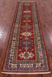 Red Super Kazak Hand Knotted Wool Runner Rug - 2' 8" X 9' 5" - Golden Nile
