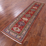 Red Super Kazak Hand Knotted Wool Runner Rug - 2' 8" X 9' 5" - Golden Nile