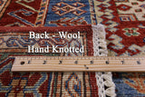 Red Super Kazak Hand Knotted Wool Rug - 3' 9" X 5' 6" - Golden Nile