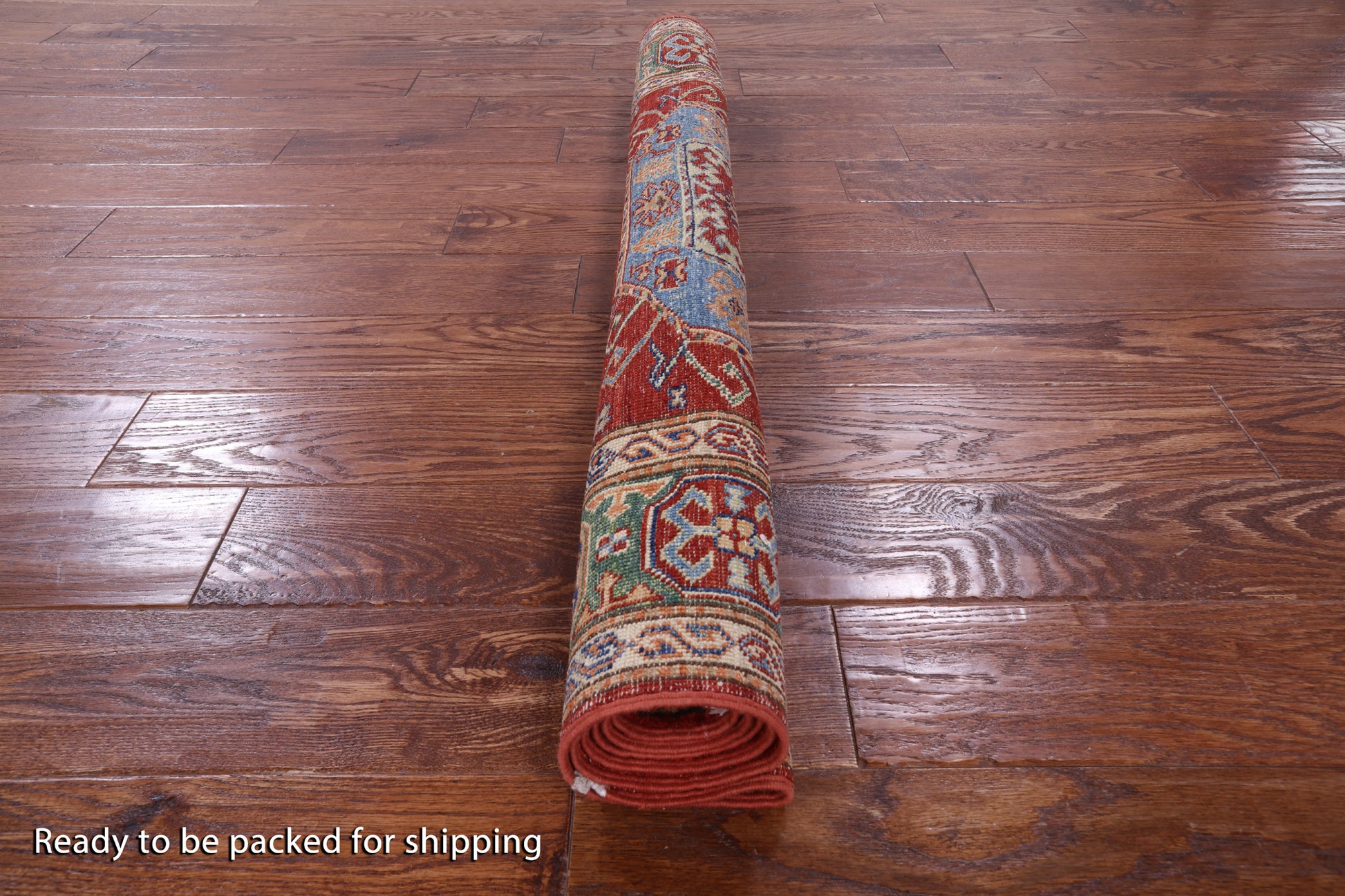 Red Super Kazak Hand Knotted Wool Rug - 3' 9" X 5' 6" - Golden Nile