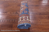 Blue Super Kazak Hand Knotted Wool Runner Rug - 2' 9" X 13' 2" - Golden Nile