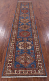 Blue Super Kazak Hand Knotted Wool Runner Rug - 2' 9" X 13' 2" - Golden Nile