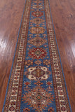 Blue Super Kazak Hand Knotted Wool Runner Rug - 2' 9" X 13' 2" - Golden Nile