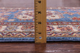 Blue Super Kazak Hand Knotted Wool Runner Rug - 2' 9" X 13' 2" - Golden Nile