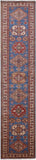 Blue Super Kazak Hand Knotted Wool Runner Rug - 2' 10" X 13' 2" - Golden Nile
