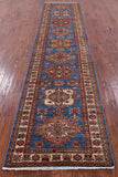 Blue Super Kazak Hand Knotted Wool Runner Rug - 2' 10" X 13' 2" - Golden Nile