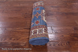 Blue Super Kazak Hand Knotted Wool Runner Rug - 2' 10" X 13' 2" - Golden Nile