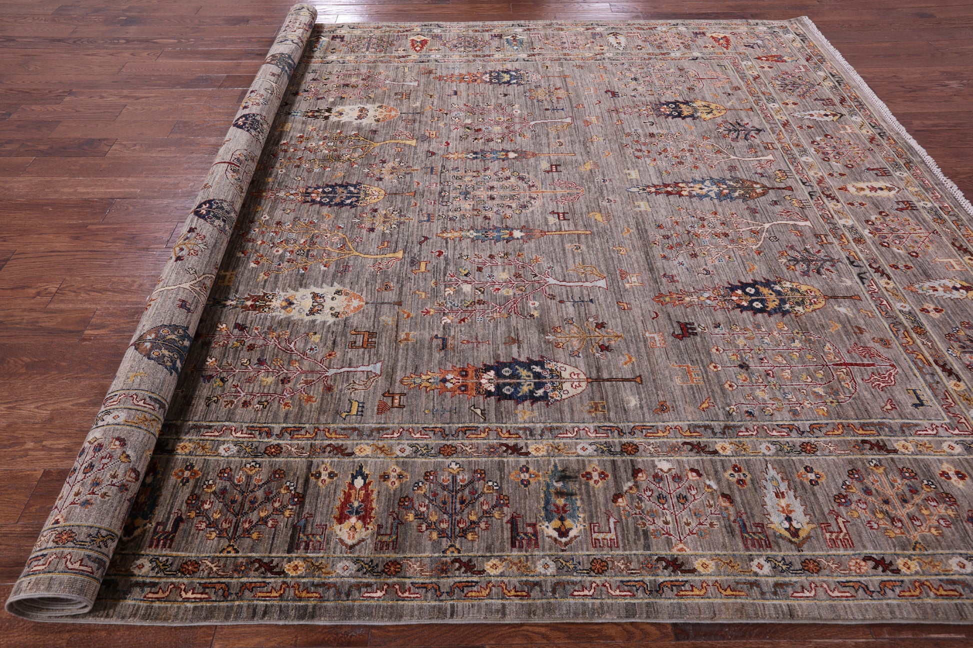 Tribal Persian Gabbeh Handmade Wool Rug - 9' 1" X 11' 11" - Golden Nile