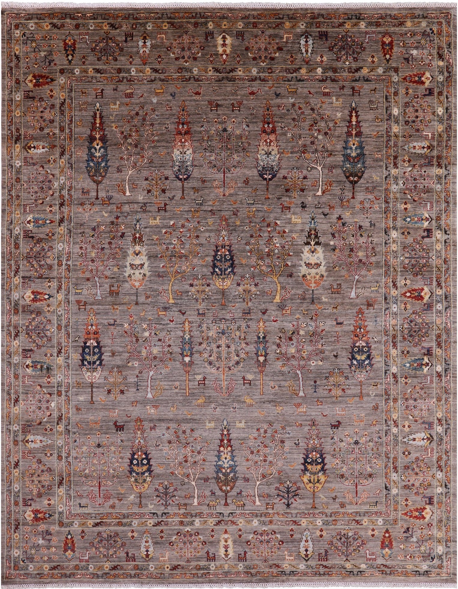 Tribal Persian Gabbeh Handmade Wool Rug - 9' 1" X 11' 11" - Golden Nile