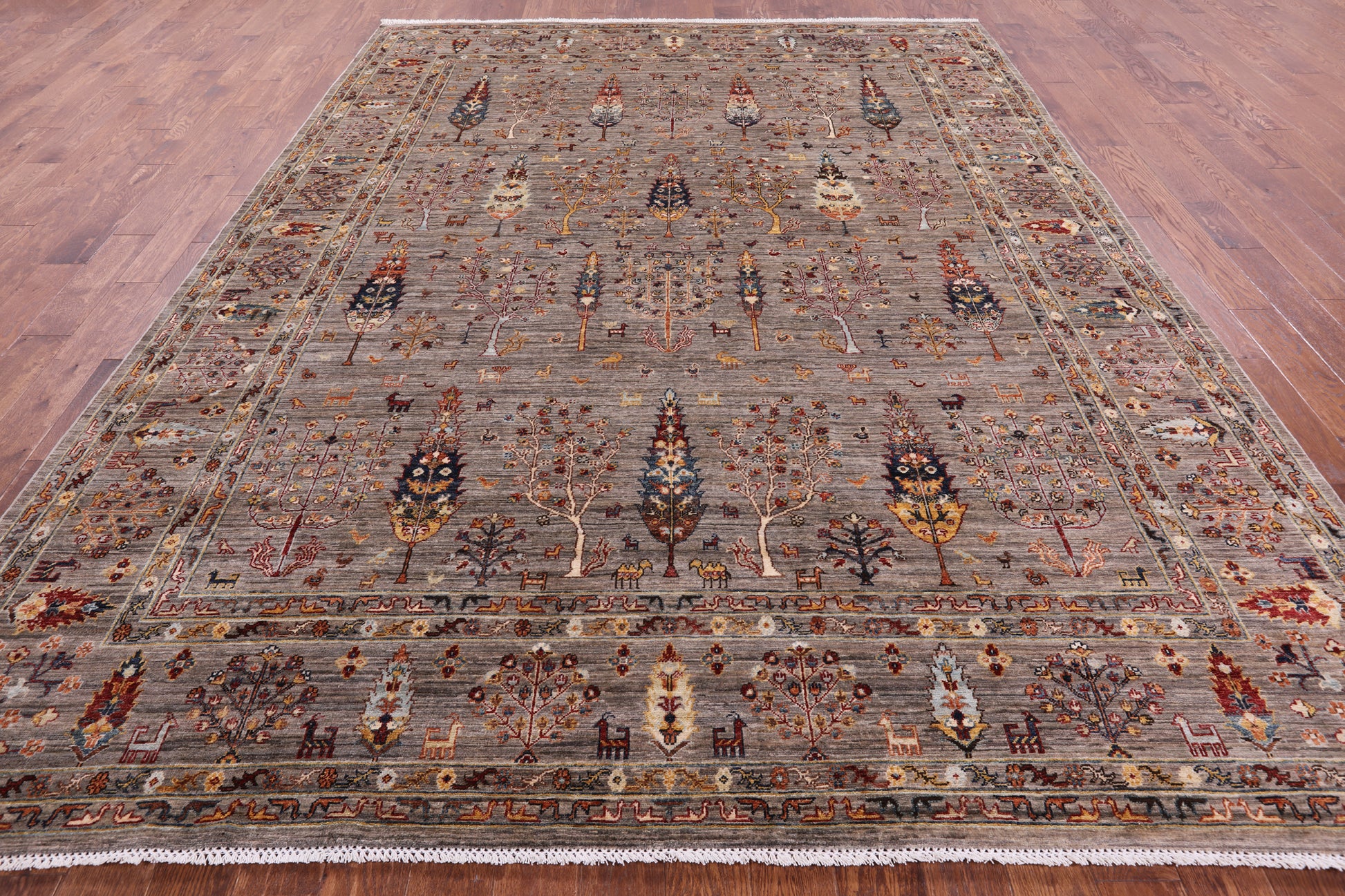 Tribal Persian Gabbeh Handmade Wool Rug - 9' 1" X 11' 11" - Golden Nile