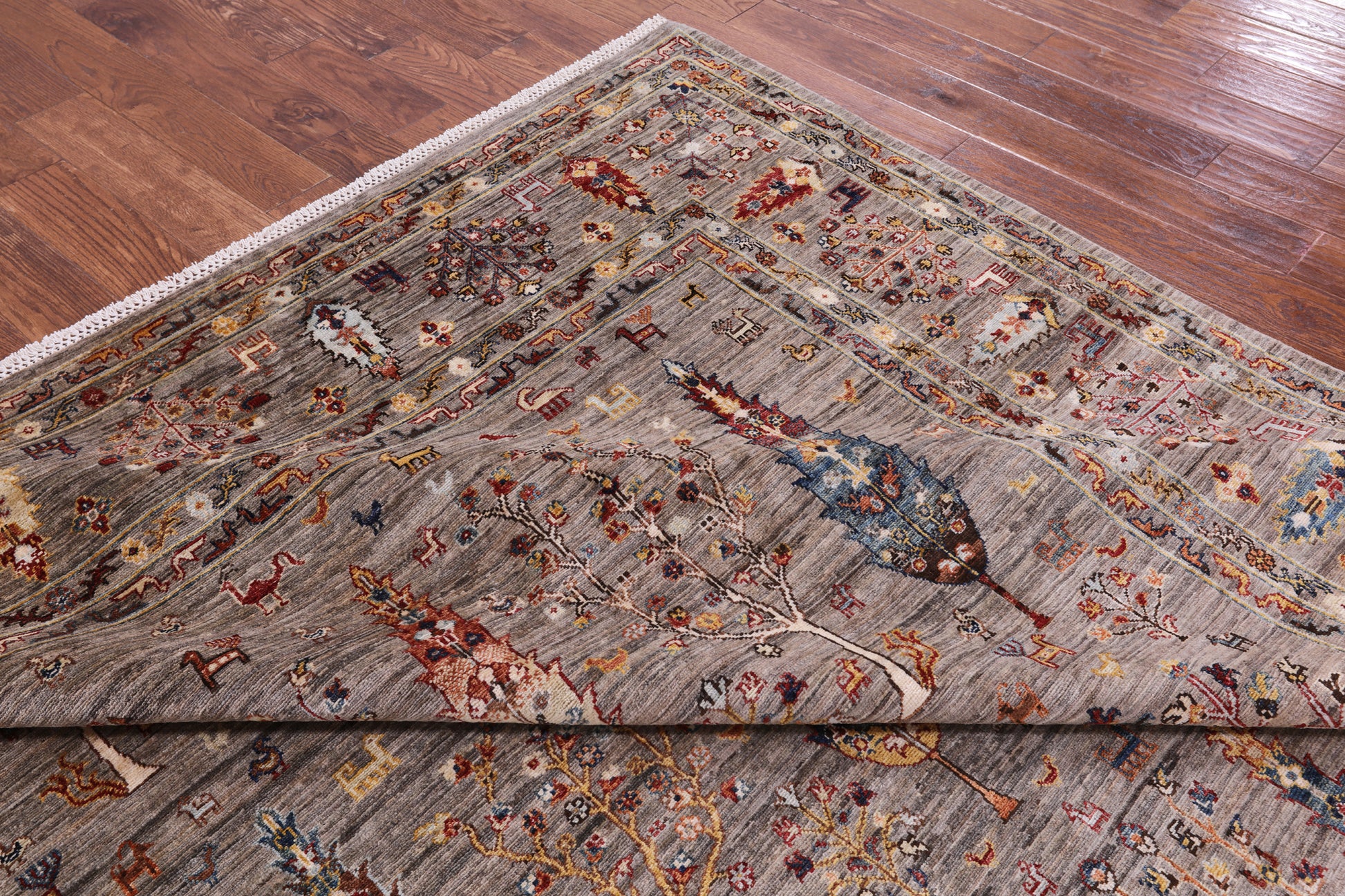 Tribal Persian Gabbeh Handmade Wool Rug - 9' 1" X 11' 11" - Golden Nile