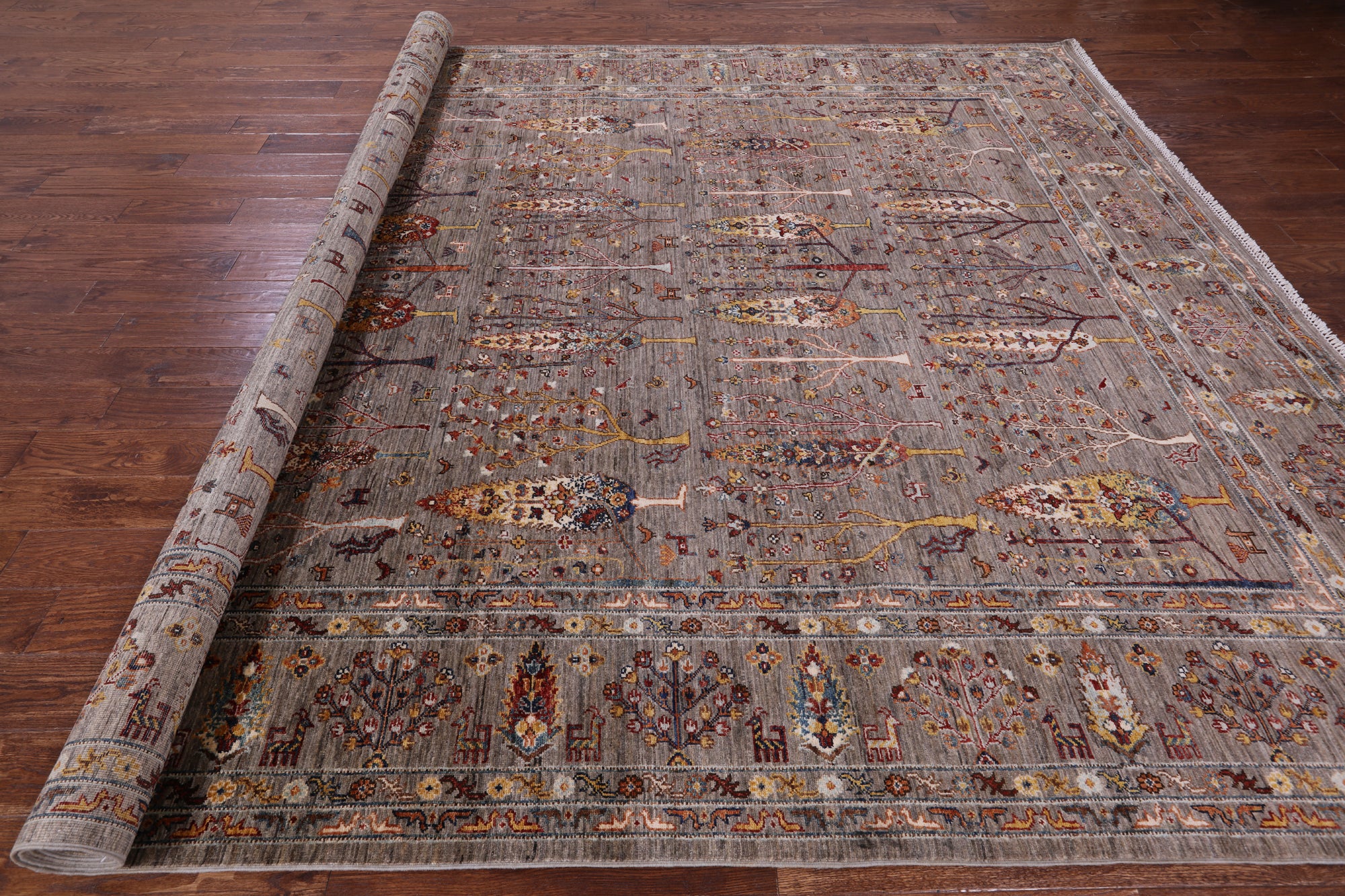 Tribal Persian Gabbeh Handmade Wool Rug - 9' 2" X 11' 10" - Golden Nile