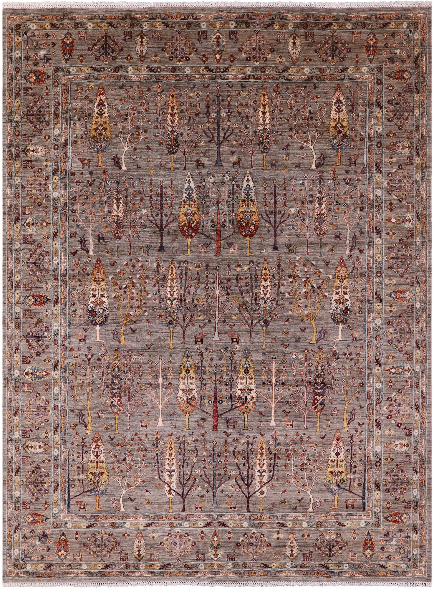Tribal Persian Gabbeh Handmade Wool Rug - 9' 2" X 11' 10" - Golden Nile